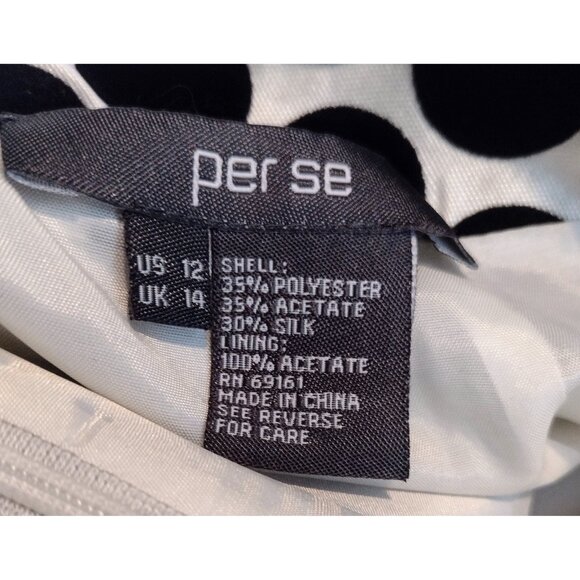 Per Se Silk Velvet Pencil Skirt Size 12 Polka Dot Career Party Lined - Picture 6 of 7